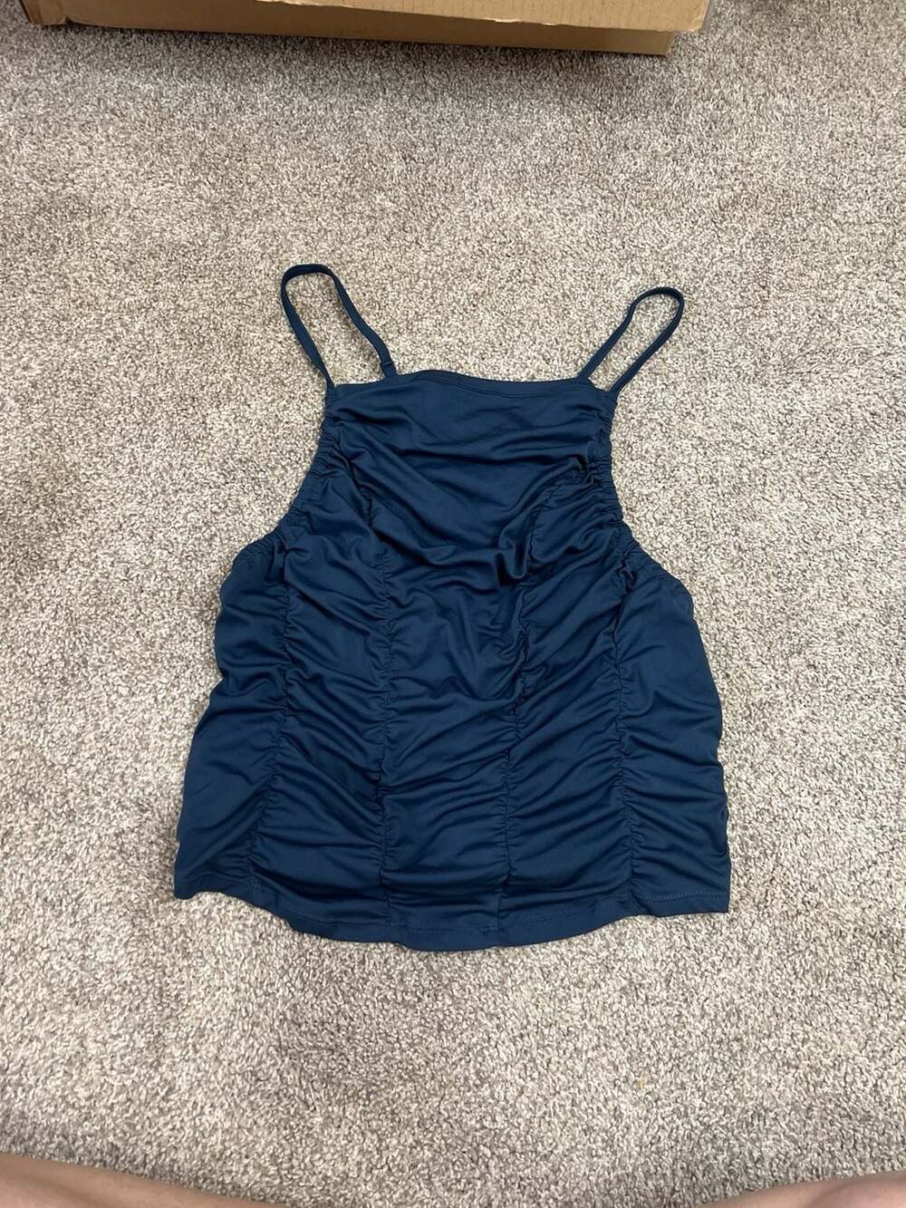 FP Movement by Free People Deep Navy Ruched Spaghetti Strap Tank
